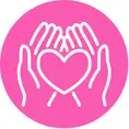 Caring hands protecting a heart icon