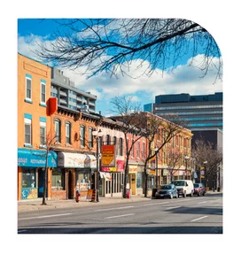 Downtown Hamilton Ontario street representing home care services in Hamilton