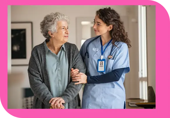 CareProvider helping a senior with home care support services